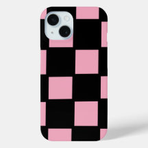Pink and Black Check iPhone 15 Case