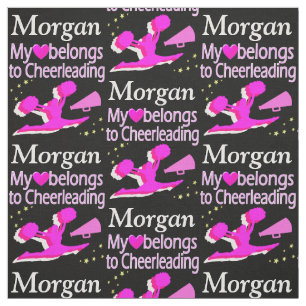 PINK AND BLACK CHEERLEADER LOVE PERSONALIZE FABRIC