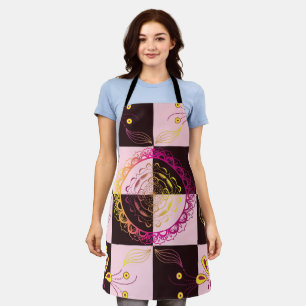 Pink and Black Chequerboard, Mystic Graphic Art Apron