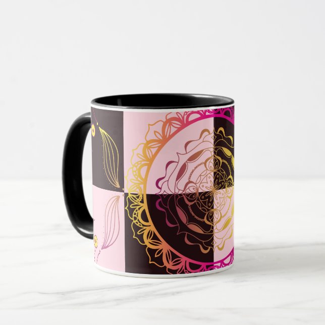 Pink and Black Chequerboard, Mystic Graphic Art  Mug (Front Left)