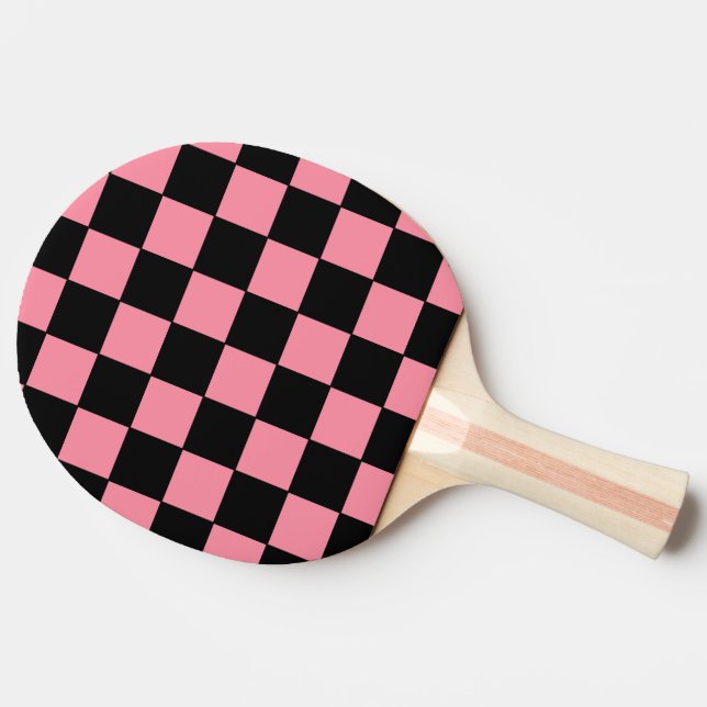 Pink and Black chequered  Ping Pong Paddle (Side)