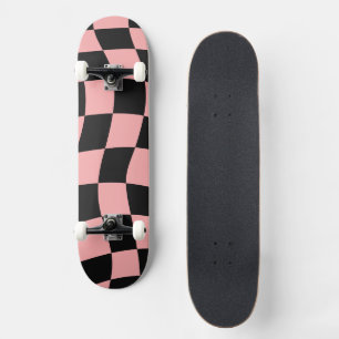 Pink and Black Chequered Skateboard