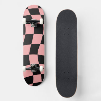 Pink and Black Chequered Skateboard