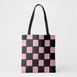 Pink and Black Chequered Tote Bag