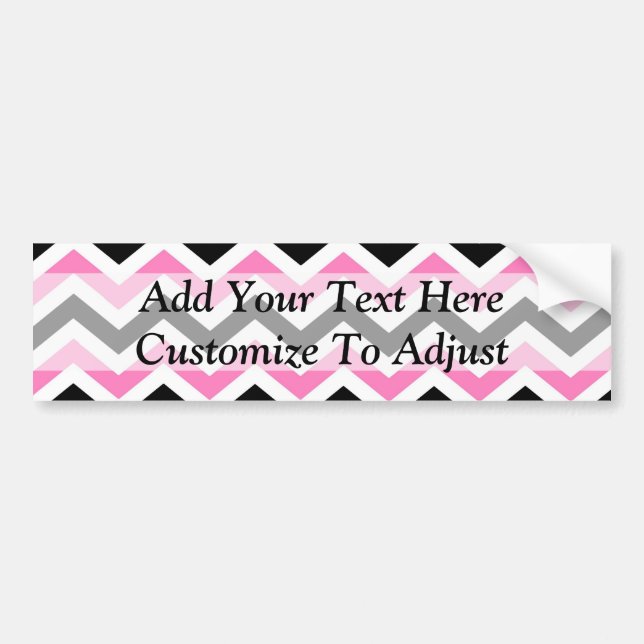 Pink and black chevron pattern bumper sticker (Front)