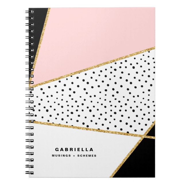 Pink and Black Chic Abstract Pattern Notebook (Front)