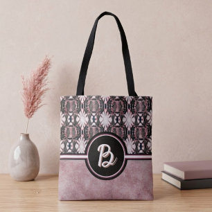 Pink and Black Connecting Mandalas Tote Bag