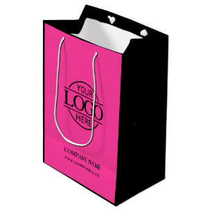 Pink and Black Corporate Company Business Logo Medium Gift Bag