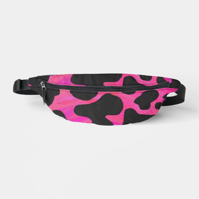 Pink and Black Cow Pattern Bum Bags (Front)