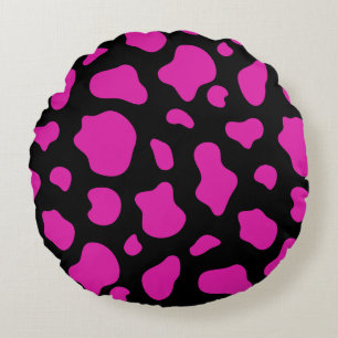 Pink And Black Cow Print Decorative Pillow