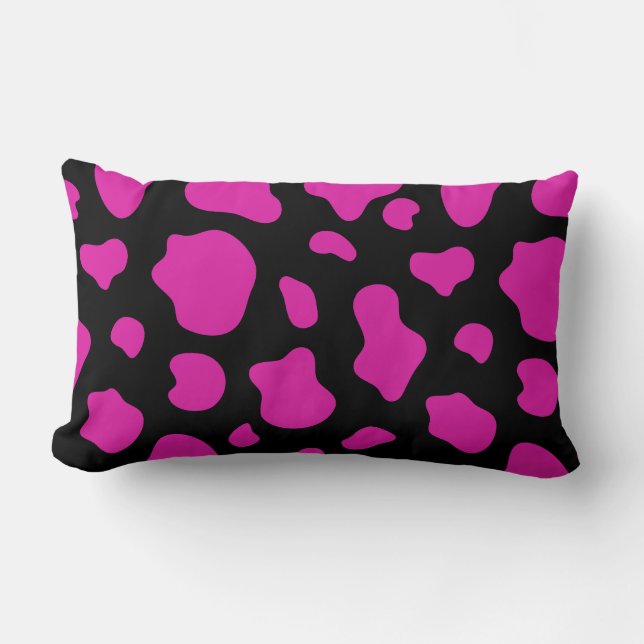 Pink And Black Cow Print Decorative Pillow (Front)