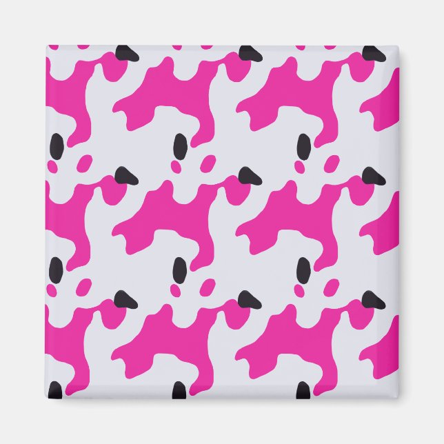 Pink and Black Cow Print Pattern Magnet (Front)