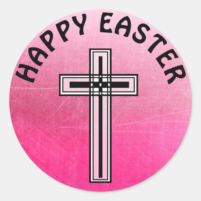 Pink and Black Cross Religious Stickers (Front)