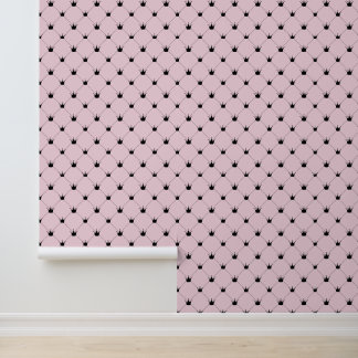 Pink and Black Crown Pattern Wallpaper