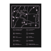 Pink and Black Custom Wedding Map Enclosure Card
