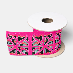 Pink and black cute sweet candy blush patterned satin ribbon