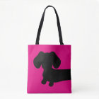 Pink and Black Dachshund Tote Bag