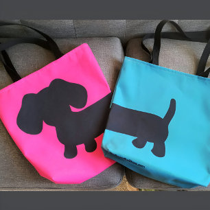 Pink and Black Dachshund Tote Bag