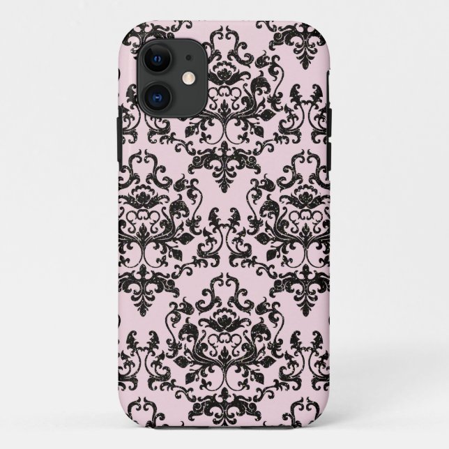 Pink and Black Damask Case-Mate iPhone Case (Back)
