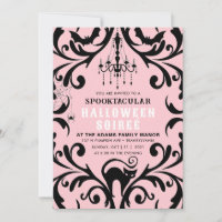 Pink and Black Damask Glam Halloween Soiree