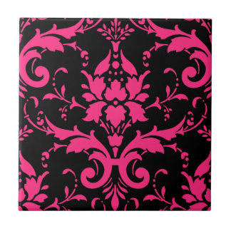 Pink and Black Damask Matching Kitchen Tile