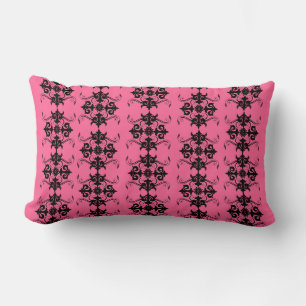 Pink and Black Damask Pattern Pillow