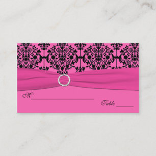 Pink and Black Damask Placecards