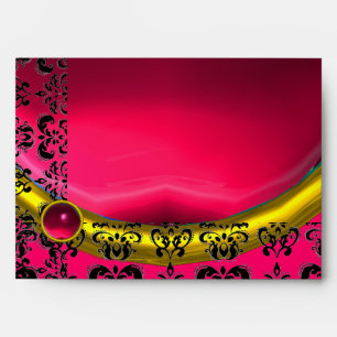 PINK AND BLACK DAMASK RED RUBY fuchsia Envelopes