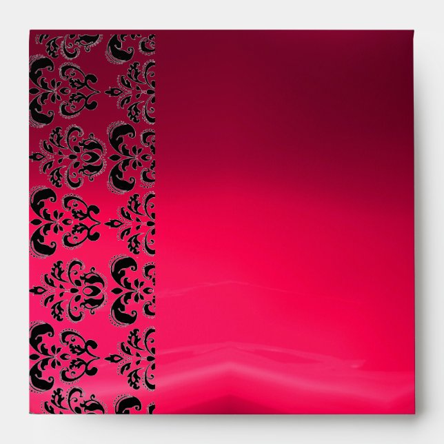 PINK AND BLACK DAMASK RED RUBY fuchsia Envelopes (Front)