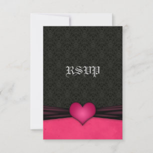 Pink and Black Damask RSVP Cards