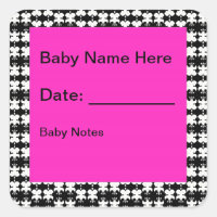 Pink and Black Daycare Labels