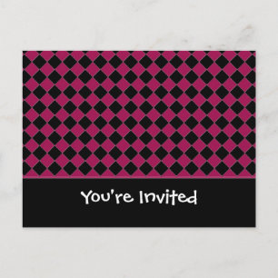 Pink and Black Diamond Invitation Postcard