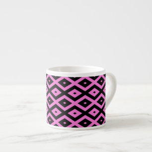 Pink and black diamond pattern espresso cup
