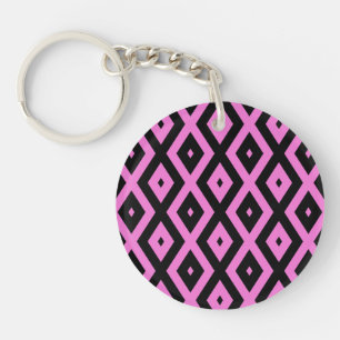 Pink and black diamond pattern key ring