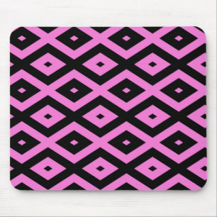 Pink and black diamond pattern mouse pad