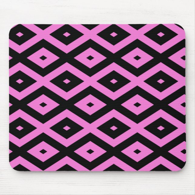 Pink and black diamond pattern mouse pad (Front)