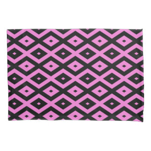 Pink and black diamond pattern pillowcase