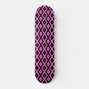 Pink and black diamond pattern skateboard
