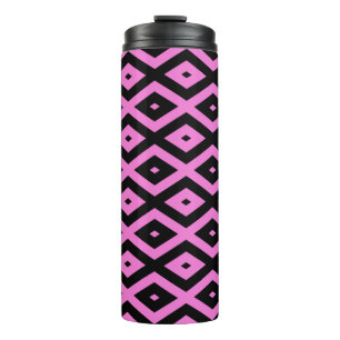 Pink and black diamond pattern thermal tumbler