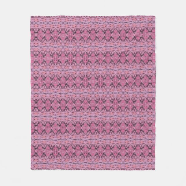 Pink and Black Diamond Stripes Pattern Fleece Blanket (Front)