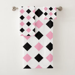 Pink and Black Diamonds Bath Towel Set
