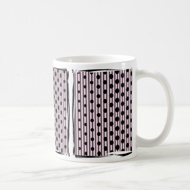 Pink and Black Dots Modern Pattern Coffee Mug (Right)