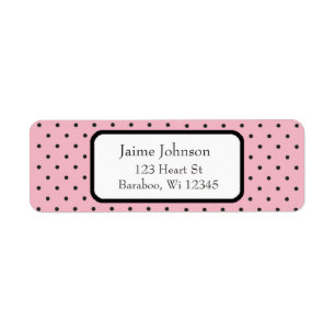 Pink and Black Dots  Return Address Sticker