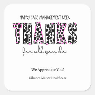 Pink and Black Dotted Happy Case Management Week  Square Sticker