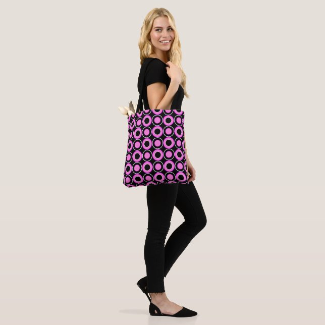 Pink And Black Doughnuts With Hot Pink Filling Tote Bag (On Model)