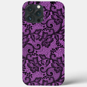 Pink And Black Faux Lace  iPhone 13 Pro Max Case