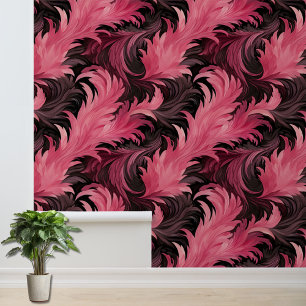 Pink and Black Feathers Pattern Wallpaper