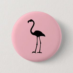 Pink and Black Flamingo 6 Cm Round Badge