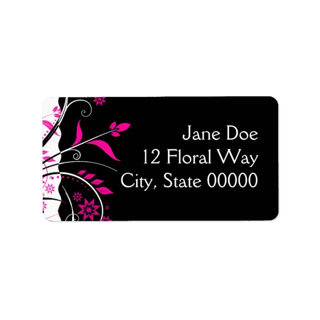 Pink and Black Floral Address Labels (Front)