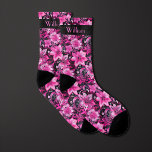 Pink and Black Floral Monogram Socks<br><div class="desc">Make a stylish statement with our Pink and Black Floral Monogram Socks. The combination of pink and black,  along with the floral monogram design,  creates a bold and charming look. Don't miss the opportunity to explore our matching neck tie to complete your ensemble.</div>